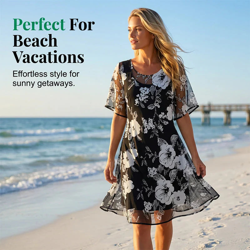 Ileana Carbone™ Elegant Floral Chiffon Dress