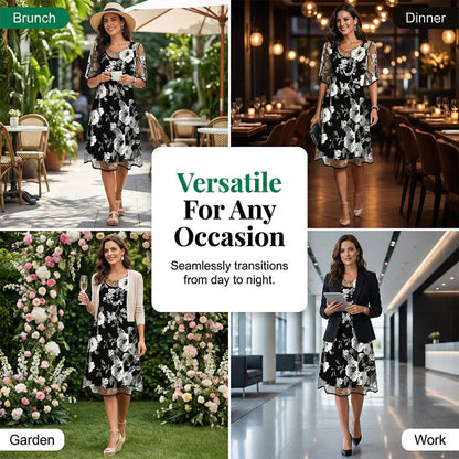 Ileana Carbone™ Elegant Floral Chiffon Dress