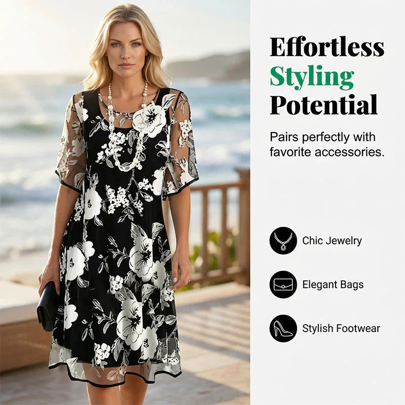 Ileana Carbone™ Elegant Floral Chiffon Dress