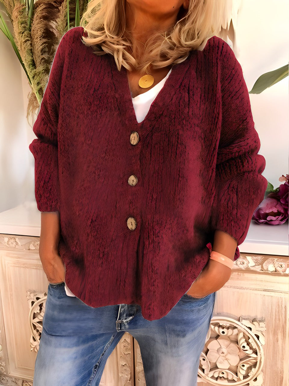 Alessa Zito™️ V-neck button-up sweater