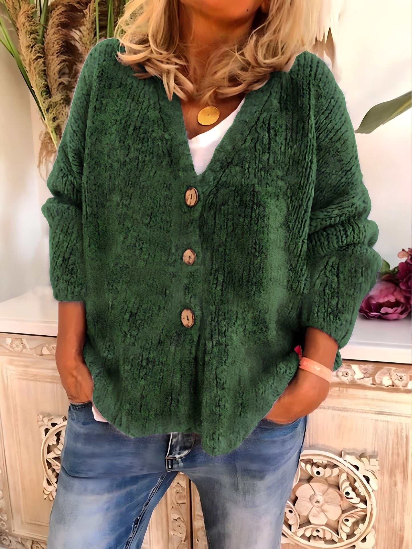 Alessa Zito™️ V-neck button-up sweater