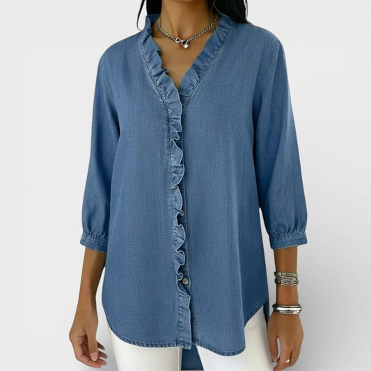 Valentina Riccio™ Effortless Ruffle V-Neck Blouse