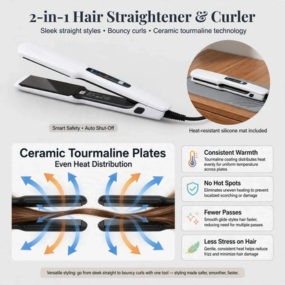 Ionvelle™ Ionic Straightener and Curler for Frizz-Free Shine