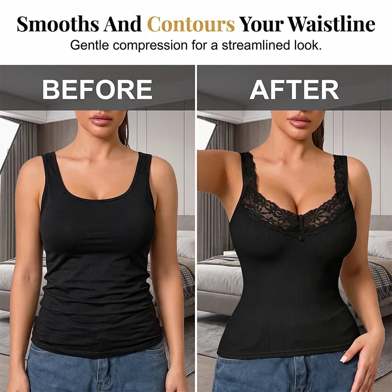 Lacessa™ Smoothing Lace Tank Top for Confident Layering