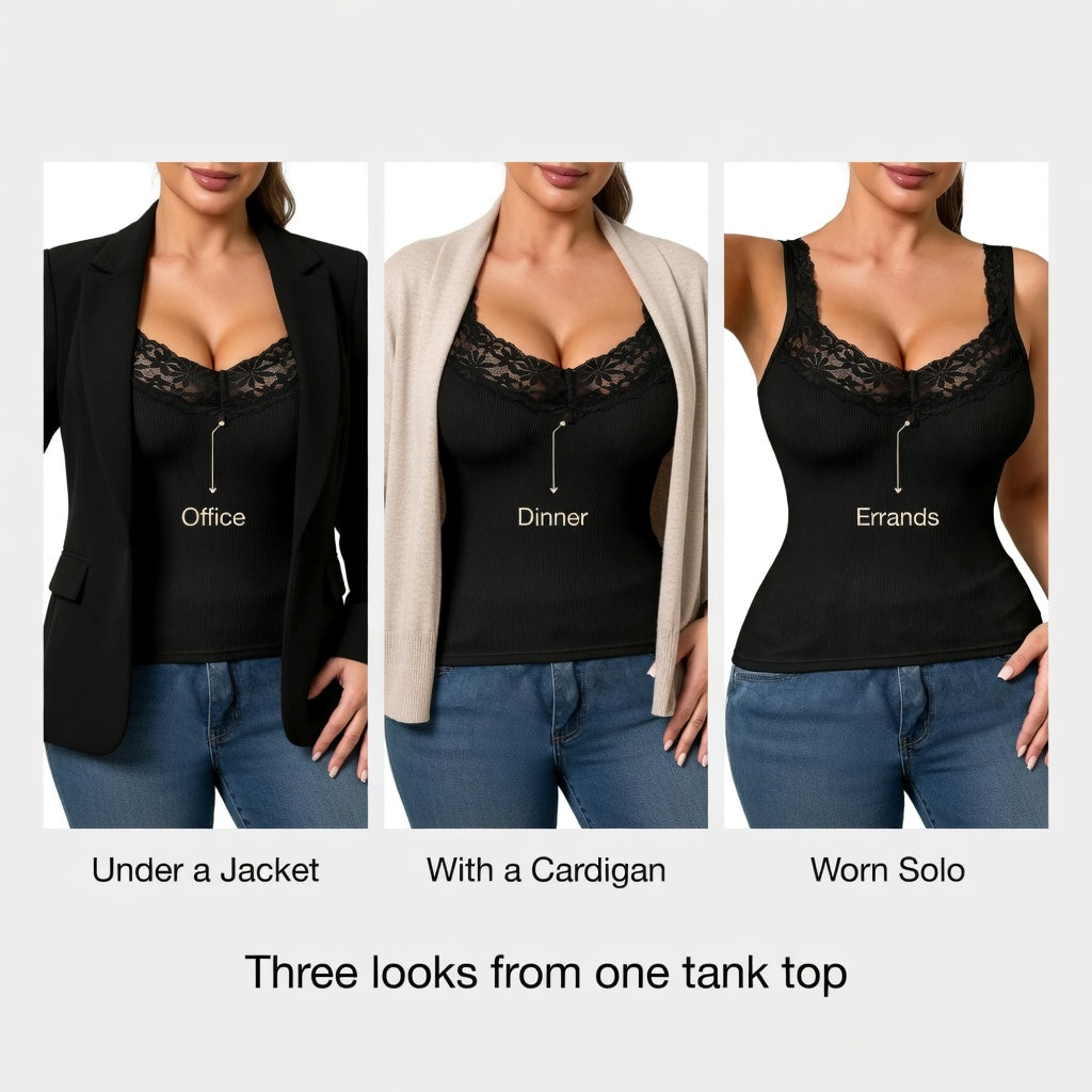 Lacessa™ Smoothing Lace Tank Top for Confident Layering