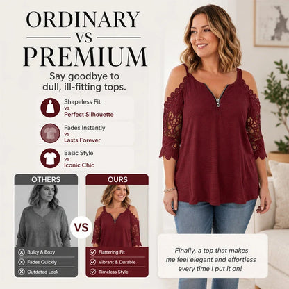 Larissa Belmonte™ Elegant Cold Shoulder Lace Top