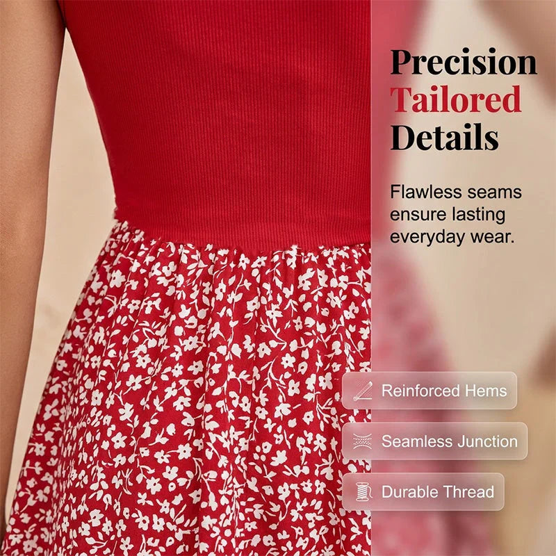 Larissa Sebastiani™ Breathable Square Neck Floral Summer Dress