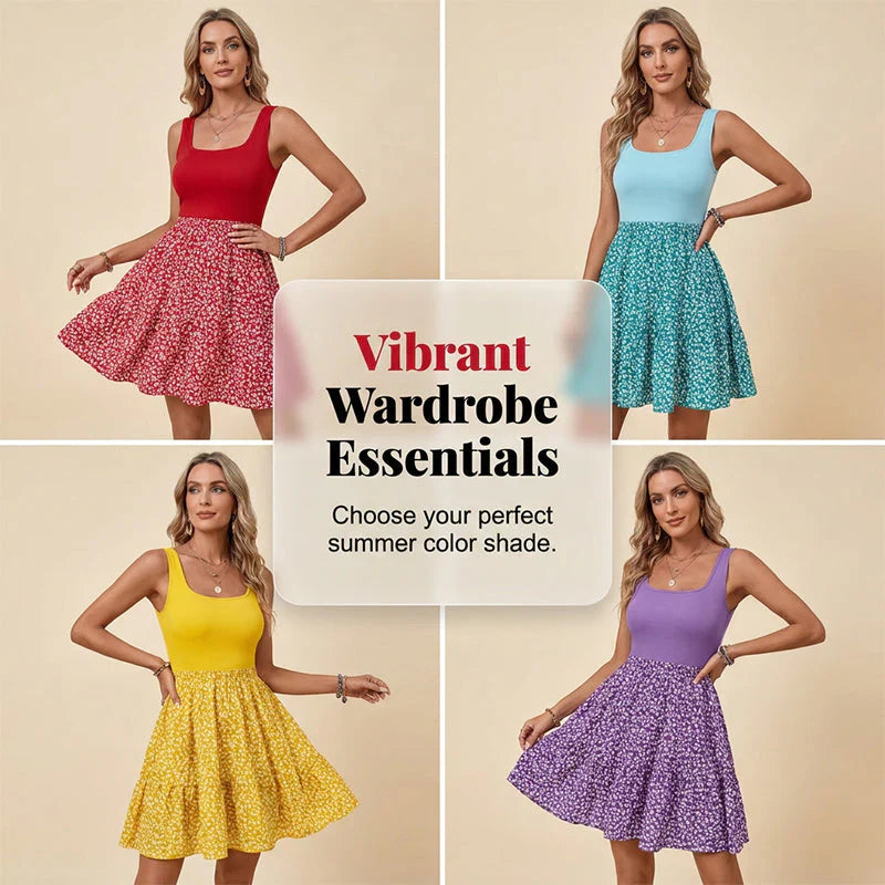 Larissa Sebastiani™ Breathable Square Neck Floral Summer Dress