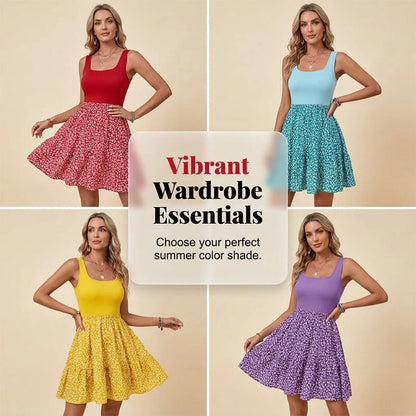 Larissa Sebastiani™ Breathable Square Neck Floral Summer Dress
