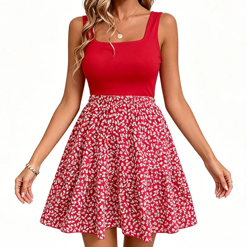 Larissa Sebastiani™ Breathable Square Neck Floral Summer Dress