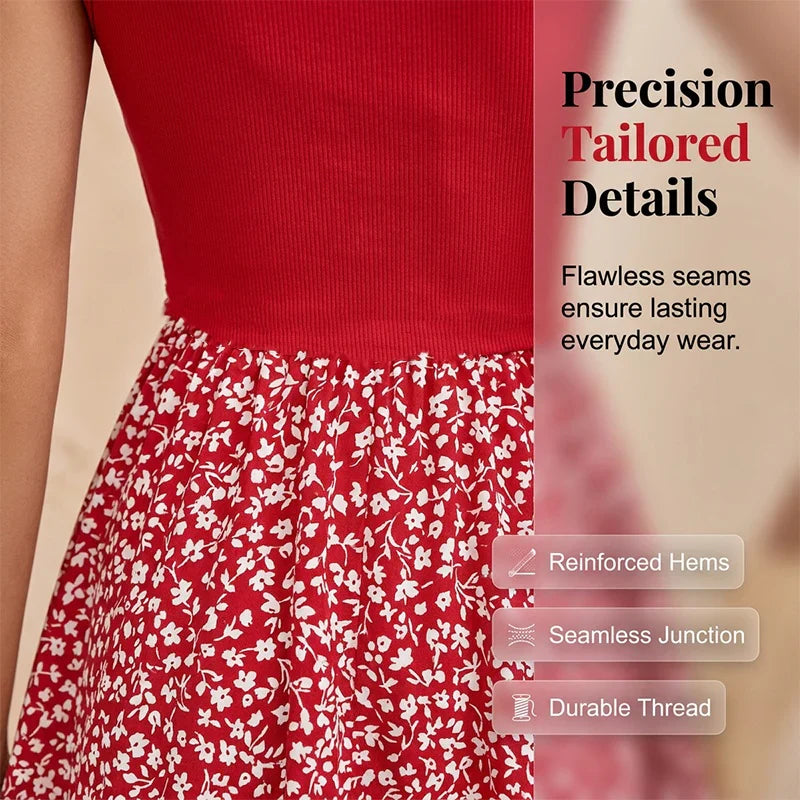 Larissa Sebastiani™ Breathable Square Neck Floral Summer Dress