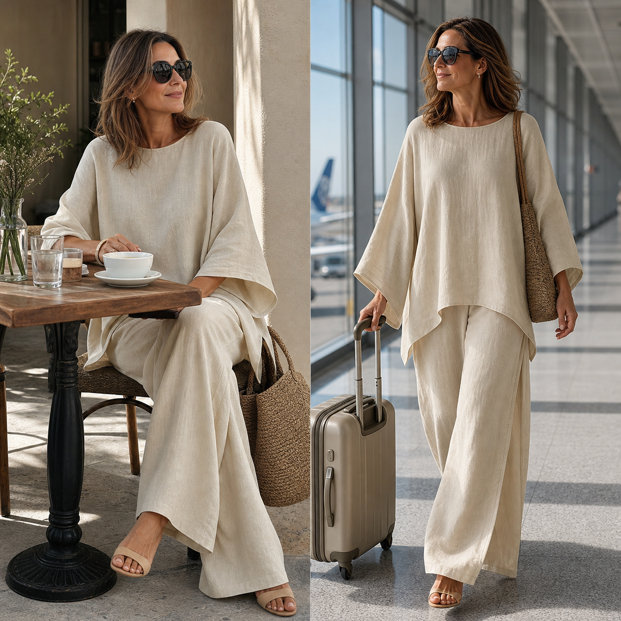 Laura Buongiorno™ Breathable Cape Co-Ord Set for Warm Days