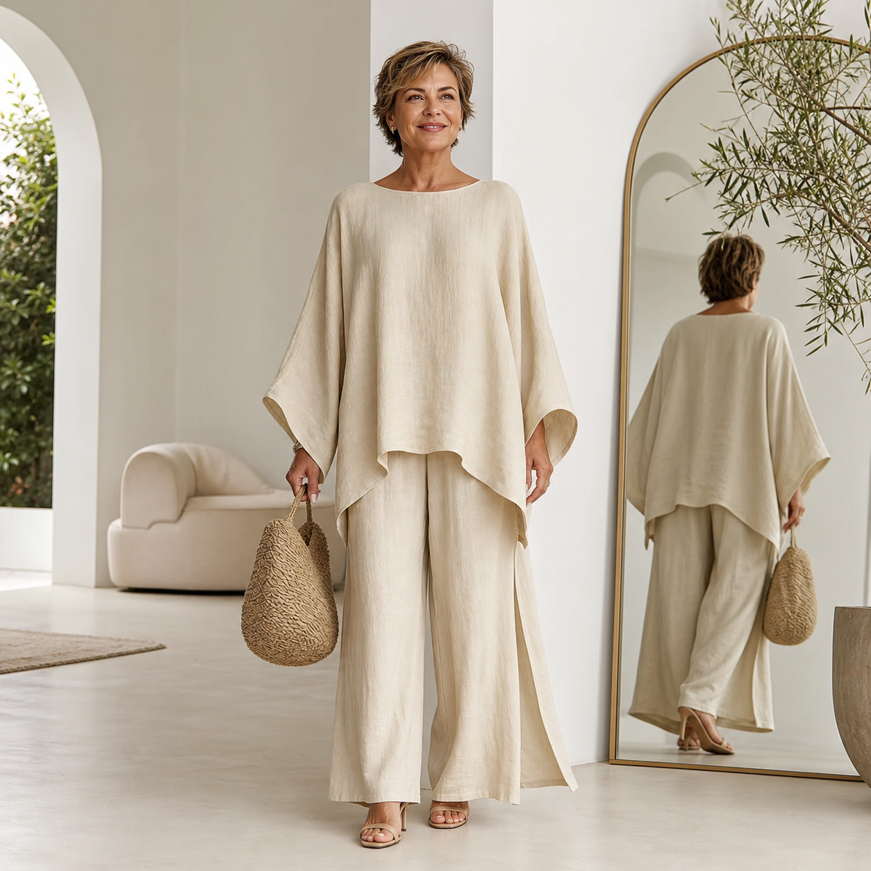 Laura Buongiorno™ Breathable Cape Co-Ord Set for Warm Days
