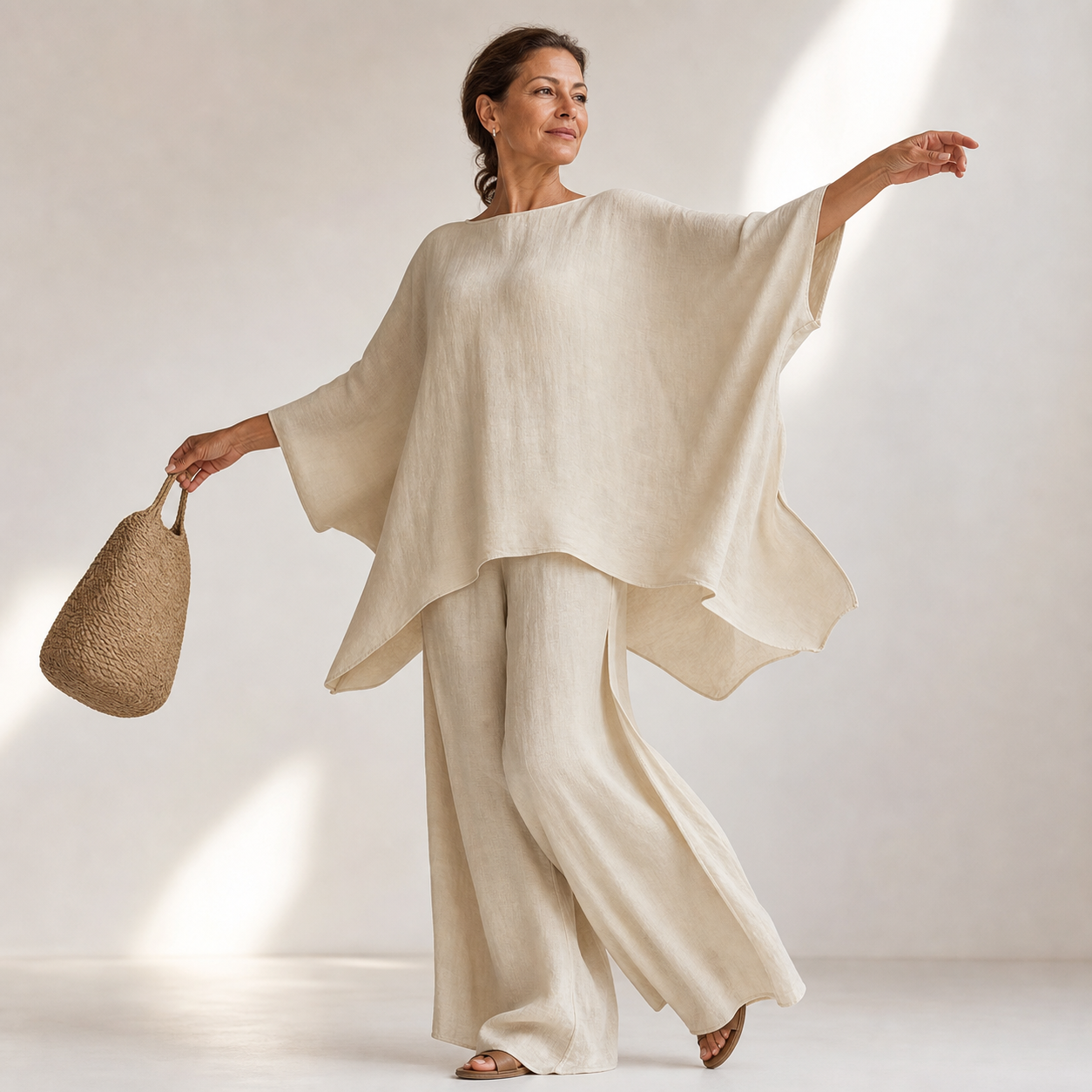 Laura Buongiorno™ Breathable Cape Co-Ord Set for Warm Days