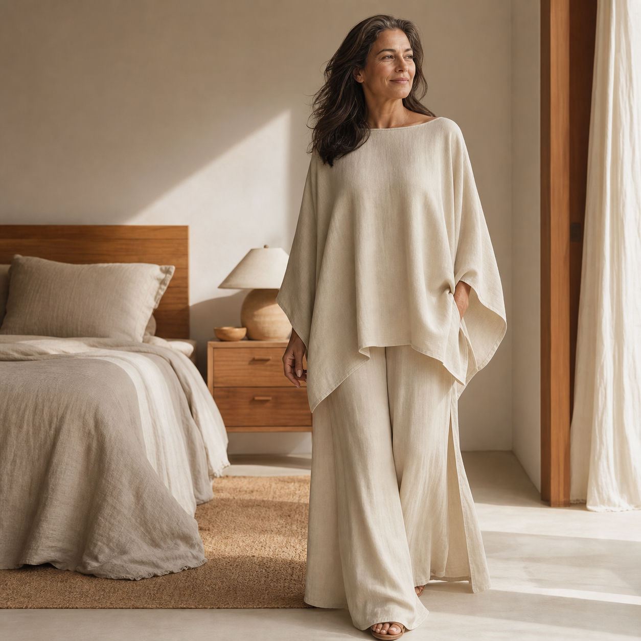 Laura Buongiorno™ Breathable Cape Co-Ord Set for Warm Days