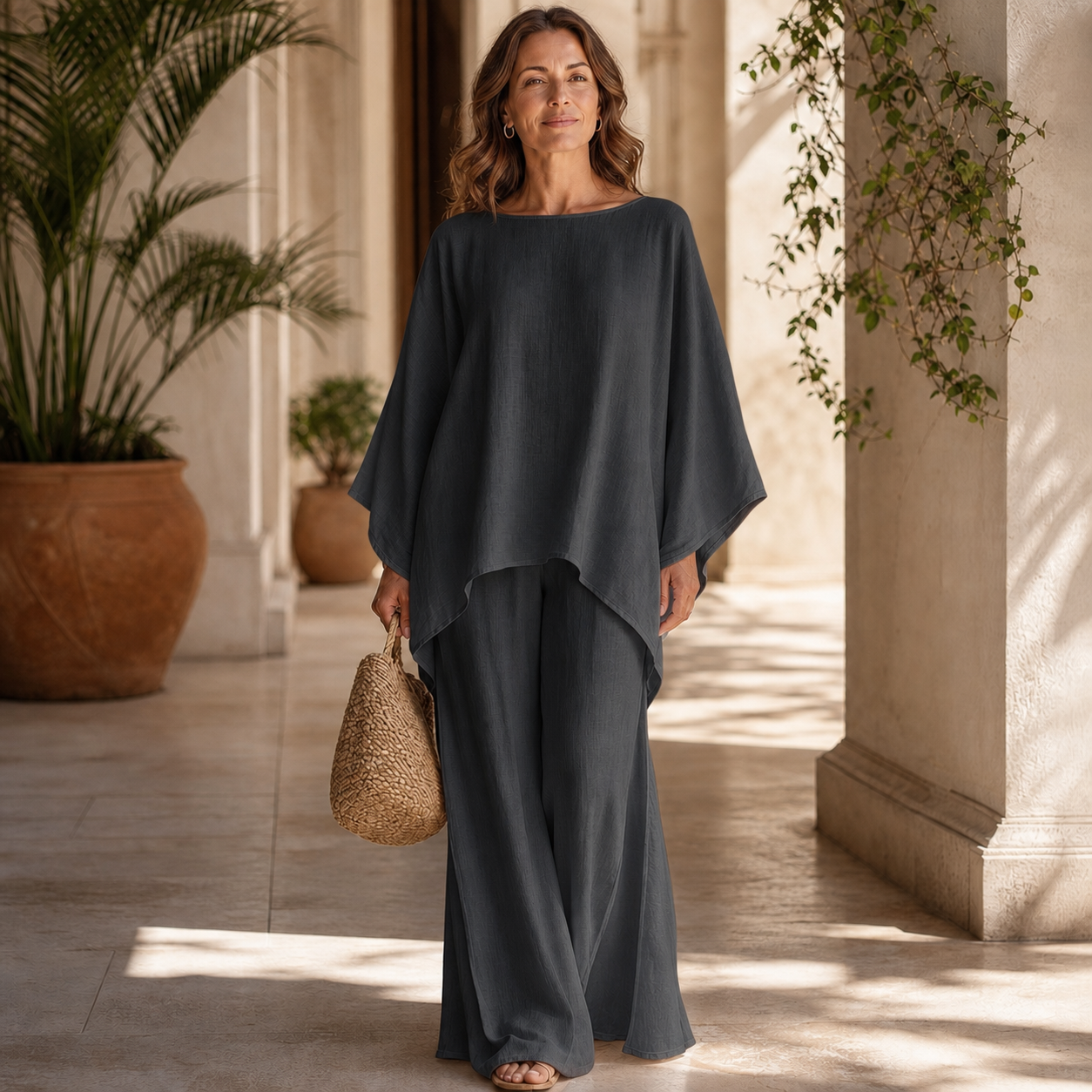 Laura Buongiorno™ Breathable Cape Co-Ord Set for Warm Days