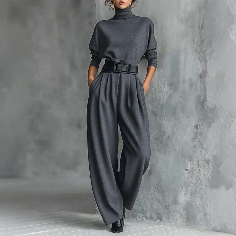 Laura Caetani™ Elegant High-Neck Jumpsuit for Effortless Style