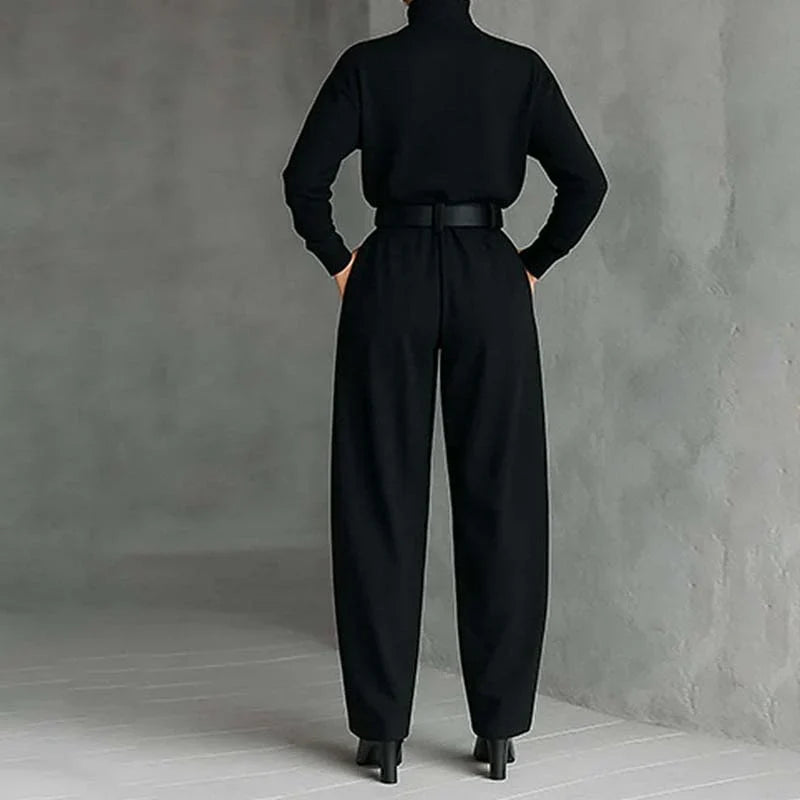 Laura Caetani™ Elegant High-Neck Jumpsuit for Effortless Style