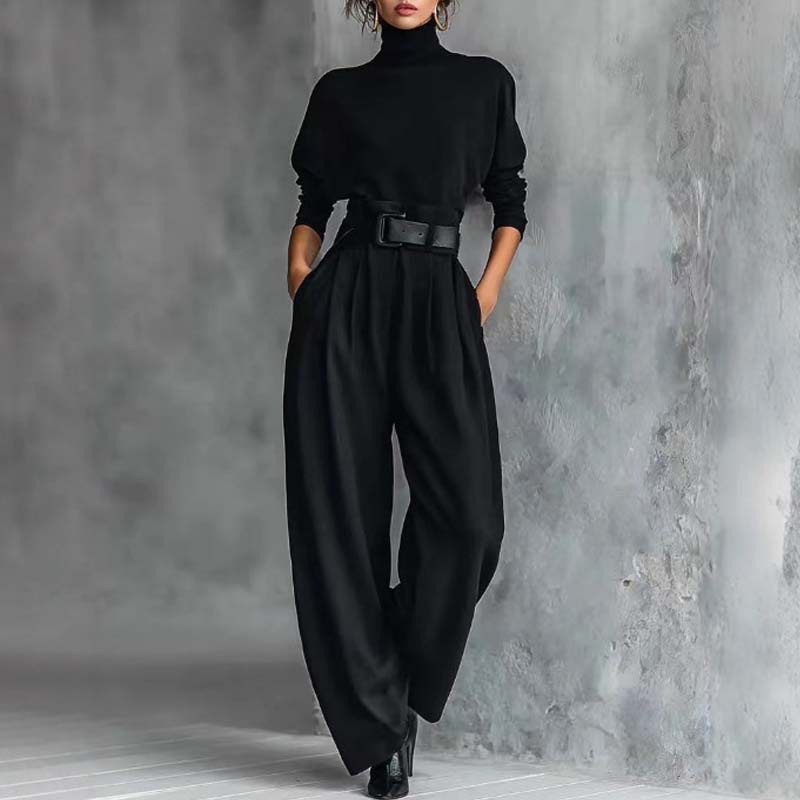 Laura Caetani™ Elegant High-Neck Jumpsuit for Effortless Style
