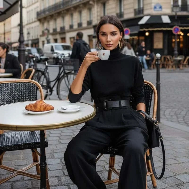 Laura Caetani™ Elegant High-Neck Jumpsuit for Effortless Style
