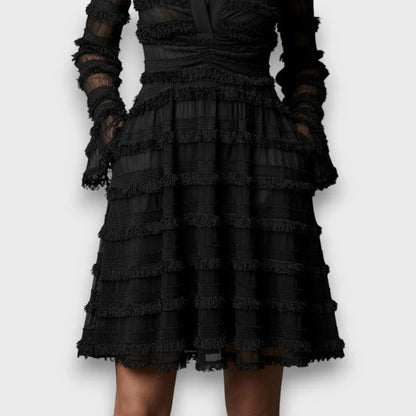 Laura Recanati™ Elegant Fringe Midi Dress for Day and Evening
