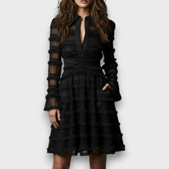 Laura Recanati™ Elegant Fringe Midi Dress for Day and Evening