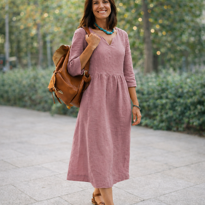 Lavinia Crescenzi™ Effortless V-Neck Pocket Dress