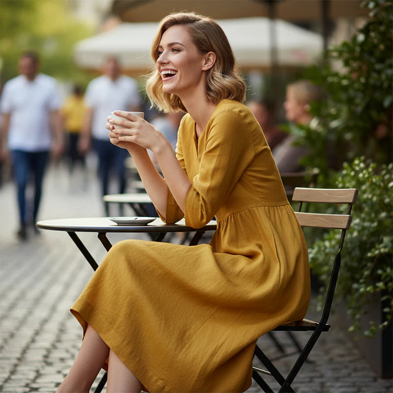 Lavinia Crescenzi™ Effortless V-Neck Pocket Dress