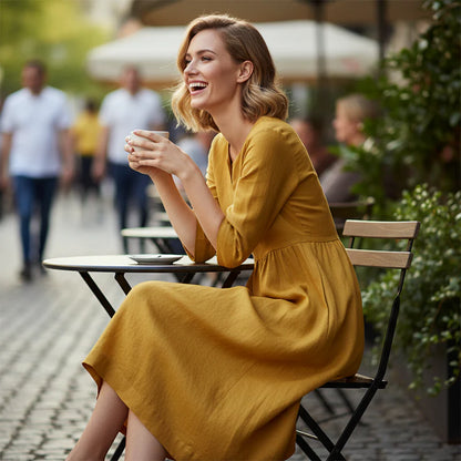 Lavinia Crescenzi™ Effortless V-Neck Pocket Dress