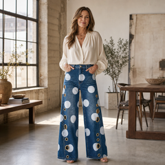 Leonilda Malatesta™ Flattering Polka-Dot Wide-Leg Jeans