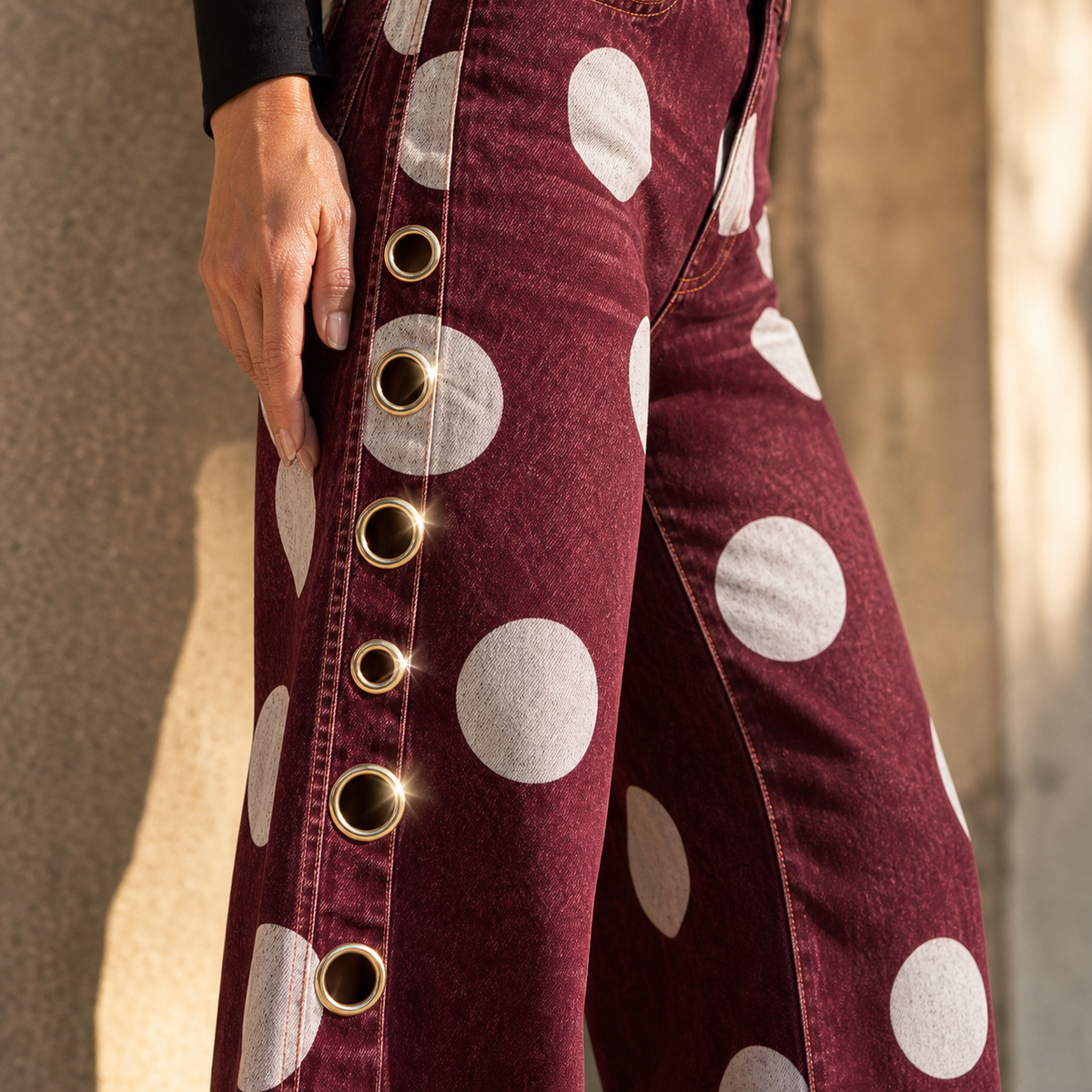 Leonilda Malatesta™ Flattering Polka-Dot Wide-Leg Jeans