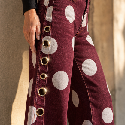 Leonilda Malatesta™ Flattering Polka-Dot Wide-Leg Jeans