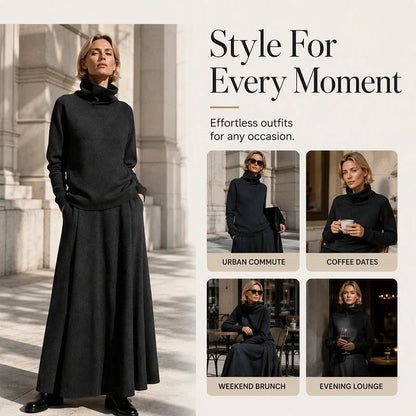 Leopolda Giardina™ Coordinated Turtleneck and Maxi Skirt Set for Effortless Style