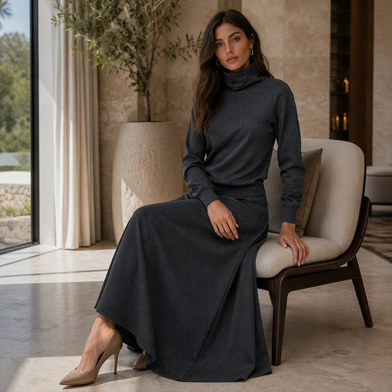 Leopolda Giardina™ Coordinated Turtleneck and Maxi Skirt Set for Effortless Style