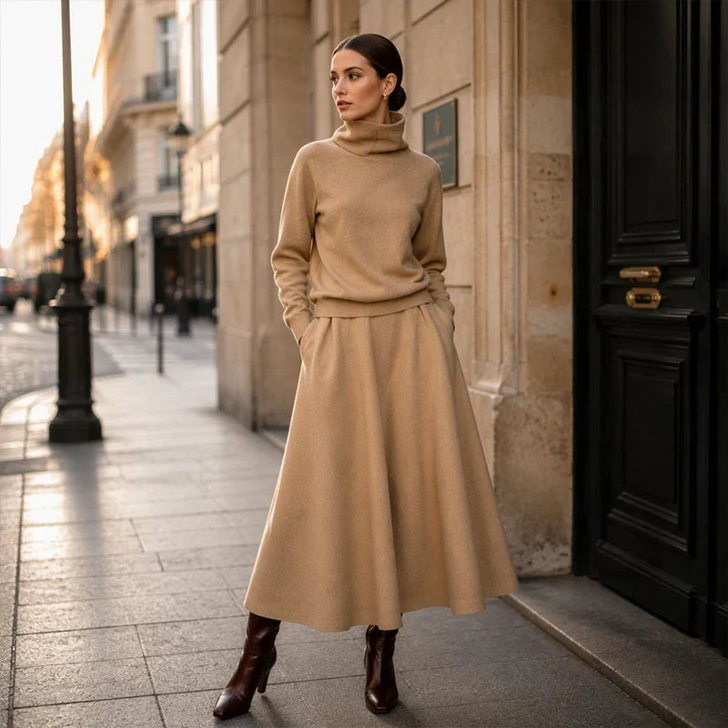 Leopolda Giardina™ Coordinated Turtleneck and Maxi Skirt Set for Effortless Style