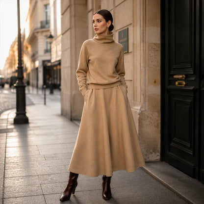 Leopolda Giardina™ Coordinated Turtleneck and Maxi Skirt Set for Effortless Style
