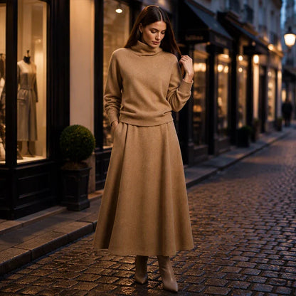Leopolda Giardina™ Coordinated Turtleneck and Maxi Skirt Set for Effortless Style