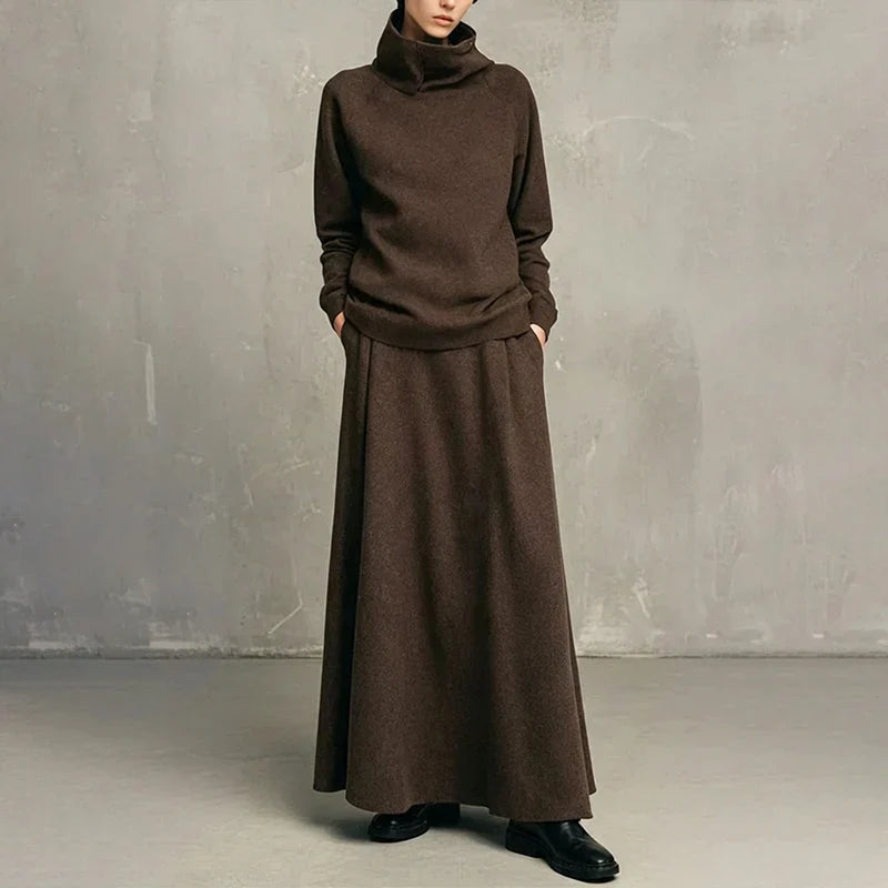 Leopolda Giardina™ Coordinated Turtleneck and Maxi Skirt Set for Effortless Style