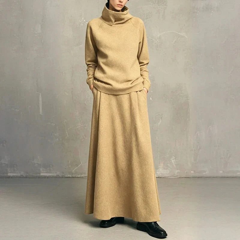 Leopolda Giardina™ Coordinated Turtleneck and Maxi Skirt Set for Effortless Style