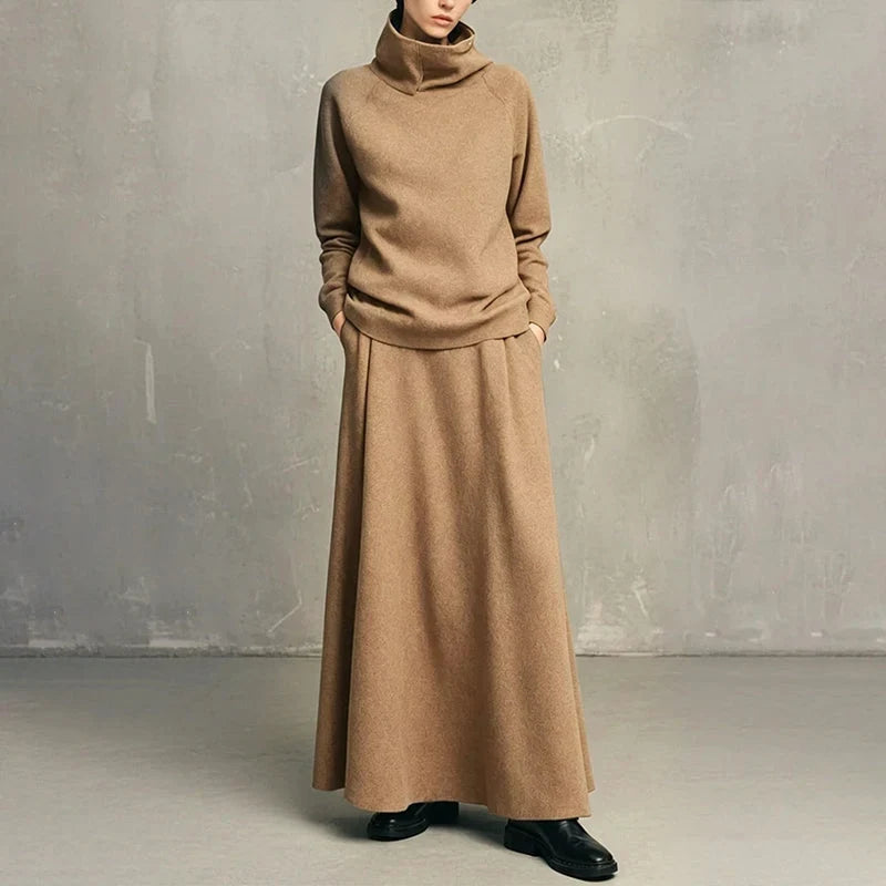 Leopolda Giardina™ Coordinated Turtleneck and Maxi Skirt Set for Effortless Style