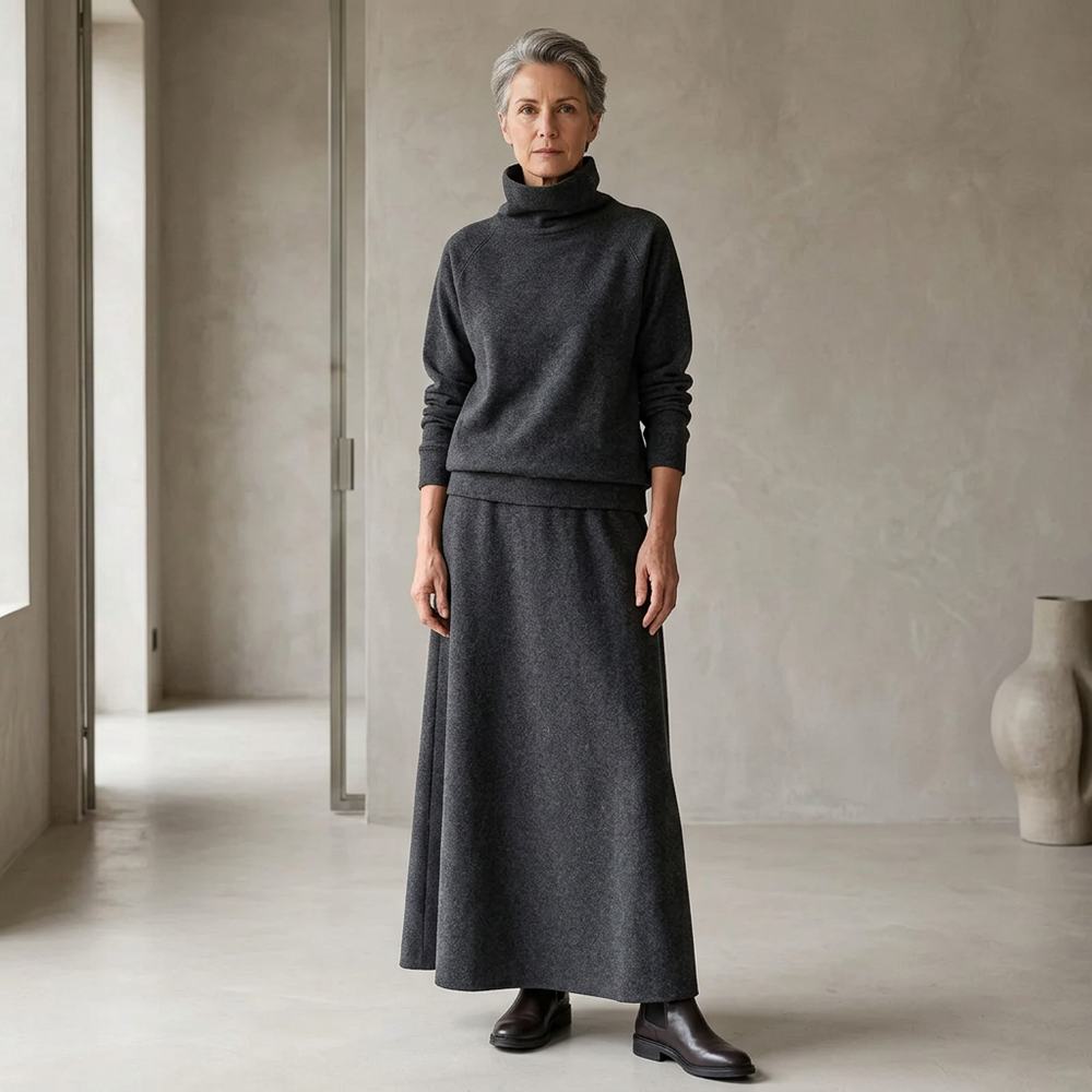 Leopolda Giardina™ Coordinated Turtleneck and Maxi Skirt Set for Effortless Style