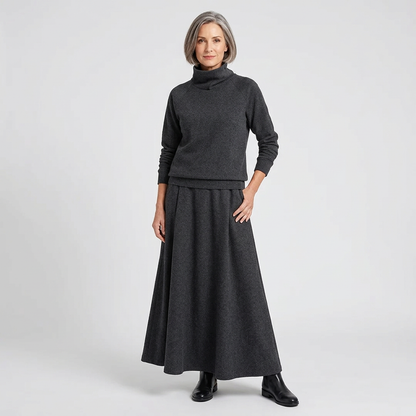 Leopolda Giardina™ Coordinated Turtleneck and Maxi Skirt Set for Effortless Style