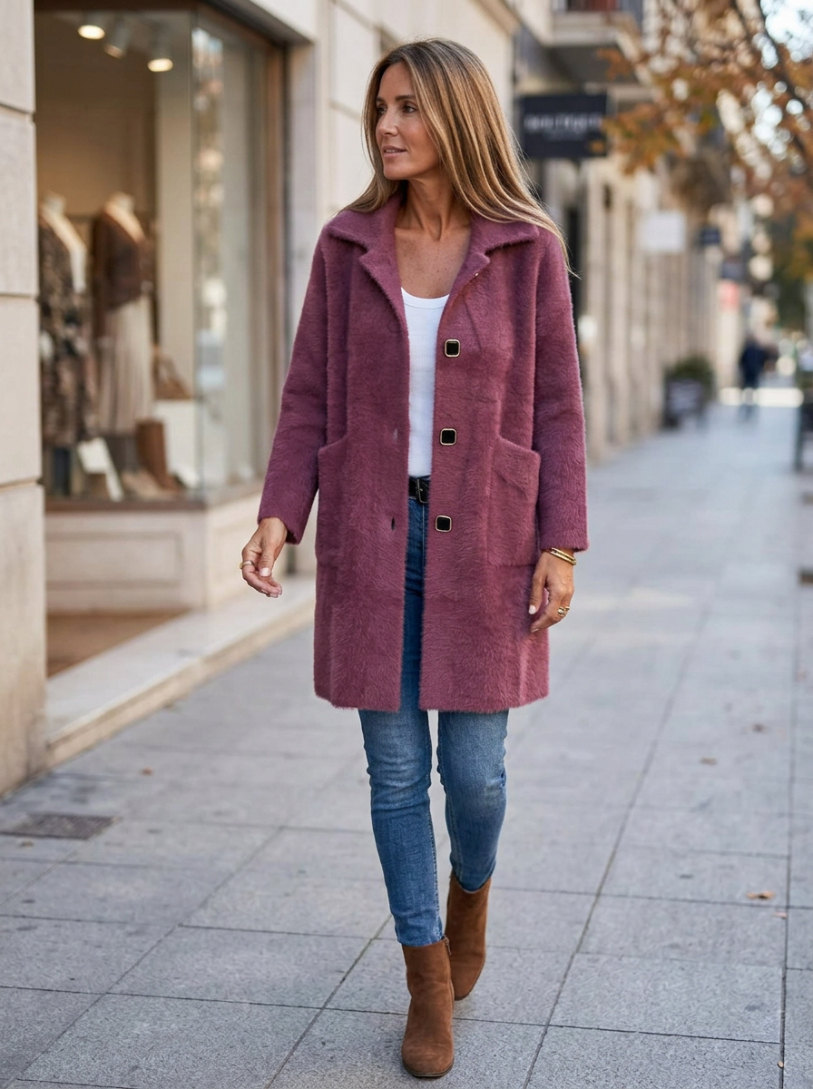 Licia Benaglia™ Longline Button Coat for Effortless Polish