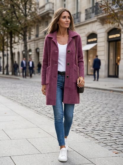 Licia Benaglia™ Longline Button Coat for Effortless Polish