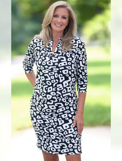 Liliana Cenci™ Breezy Print V-Neck Casual Dress