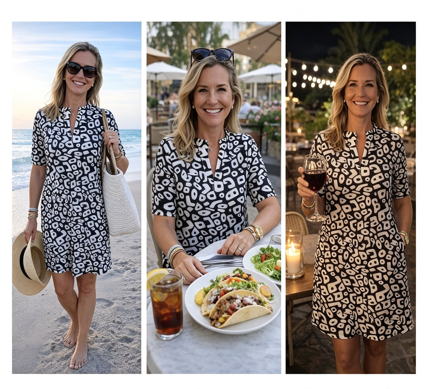 Liliana Cenci™ Breezy Print V-Neck Casual Dress