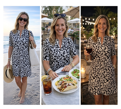 Liliana Cenci™ Breezy Print V-Neck Casual Dress