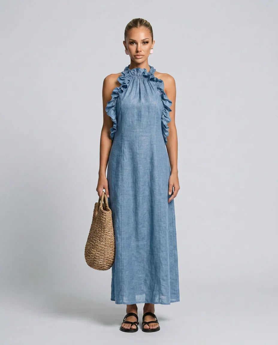 Lucilda Ranieri™ Breathable Ruffled Maxi Dress for Warm Days