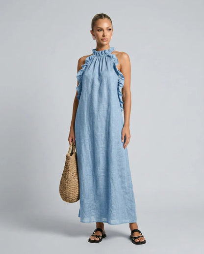 Lucilda Ranieri™ Breathable Ruffled Maxi Dress for Warm Days