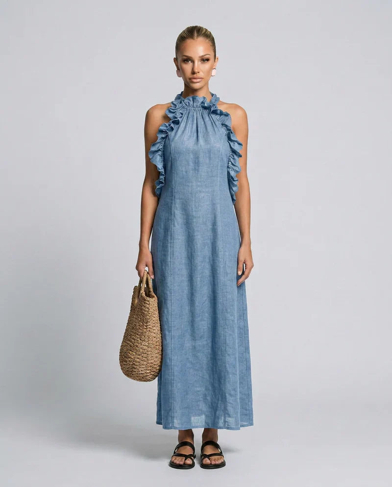 Lucilda Ranieri™ Breathable Ruffled Maxi Dress for Warm Days
